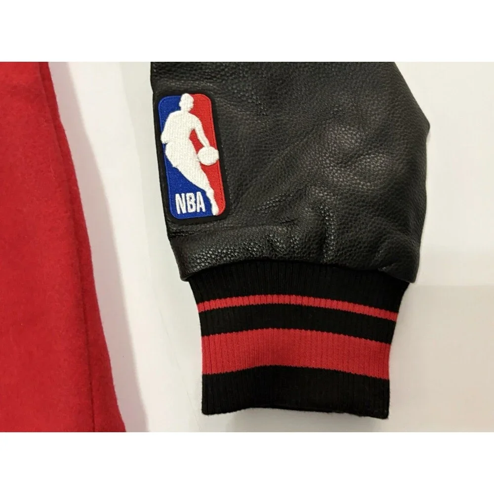 Pro Standard NBA Basketball Varsity Jacket Full Zip Red & Leather Men’s L NWT